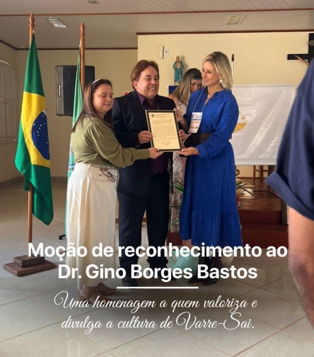 Vereadora Fabrí Paula homenageia promotor Dr. Gino Bastos por apoio à cultura regional
